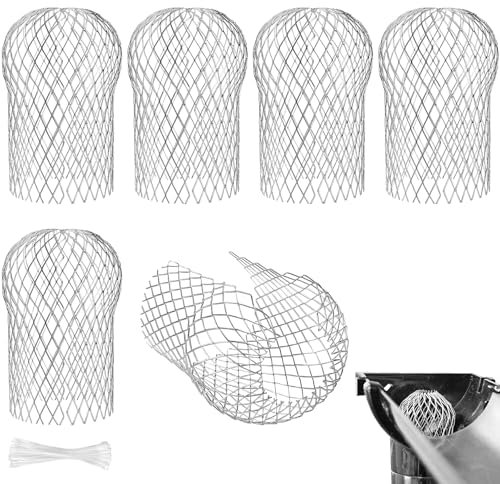 TXXATX 6 Stück Dachrinnen Laubschutz 15x8 cm Regenrinnen Laubschutz mit Kabelbinder Fallrohrschutz Alu Laubfang Fallrohr Dachrinnenschutz für Dachrohre Fallrohre Balkone Gärten Abflussrohre