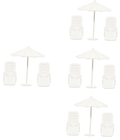 UPKOCH 4 Sätze Mini-Hausstuhlmodell Beach Chair strandkorbwerk strandstuhl deko Beach Party Puppenhaus Dekoration Mikro-Landschafts-Miniatur-Strandkorb Mini- Abs Weiß