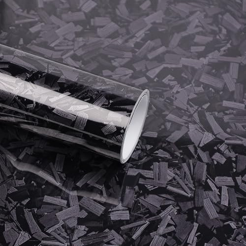 Forged Carbon Folie,Glänzend Schwarz Selbstklebend Autofolie aus Vinyl für Auto,Motorrad,Fahrrad DIY innen außen,150 X 30cm,Auto Schutz Carbon Folie