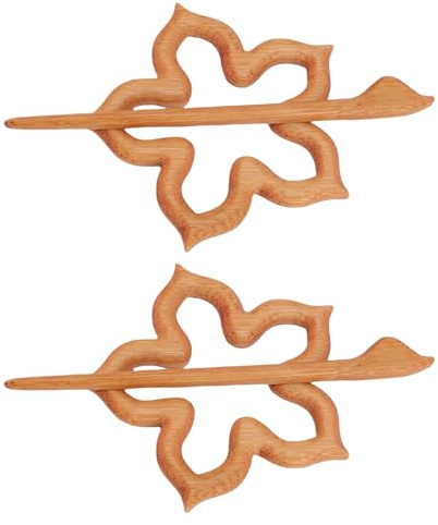 Hiraith Lot de 2 broches en bois faites à la main pour femme, élégantes épingles à nourrice en bois vintage pour robes, pulls, châles, grain de bois naturel