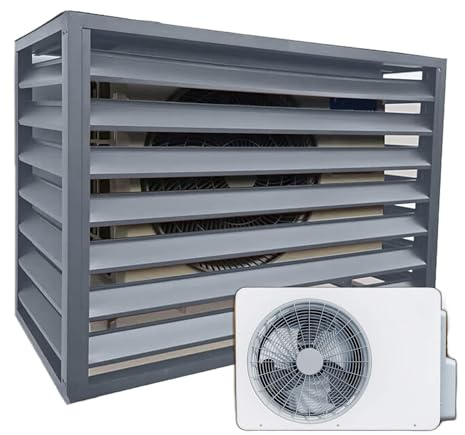 Dnowegas verkleidung wärmepumpe Grau Flach Oberteil L120*W70*H150(5P) Deko für Garten & Hauswand Sichtschutz und Wetterschutz aus Aluminium