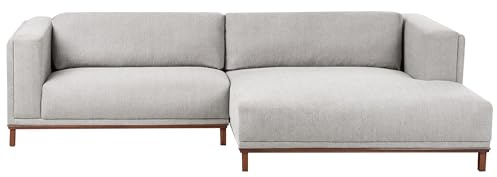 Beliani Ecksofa Stoff grau linksseitig 4-Sitzer mit Eukalyptusholz Beinen modern Veng