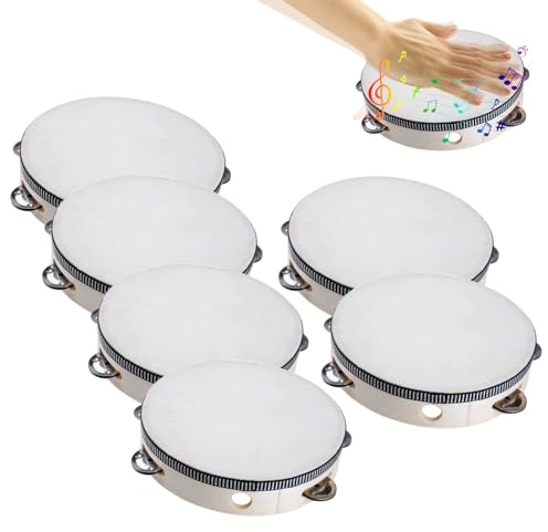 Tamburin | 15 cm Handtrommel mit Schellen | Stück Musikpädagogisches | Instrument für Partys, Freizeit, Tanz, Kirche