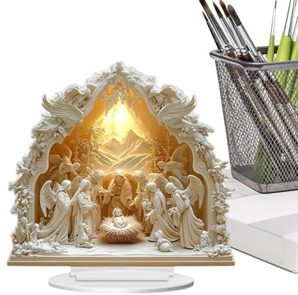 Generisch Krippenfiguren | Zweidimensionale Jesus Religiös | Kleine Weihnachtskrippe Weihnachtsdekoration - Für Christliche Feiertage Außen Schreibtisch Tisch Kaminsims Kamin Schlafzimmer Wohnzimmer