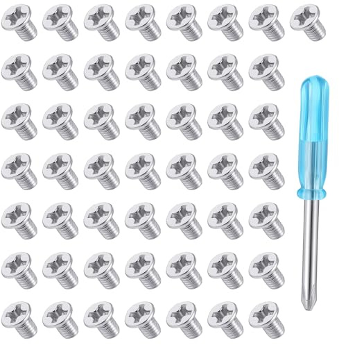 50 Pcs 2.5 inch Hard Drive Screws Flat Head Screws with 1 Pcs Screwdriver M3 x 5 mm Phillips Flat-Head Screw Replacement Stainless Mounting Screw for Computer PC Laptop Case Silver