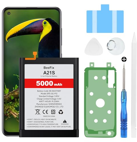 Beefix Akku für Samsung Galaxy A21S (A217), 5000mAh Hochkapazitäts-Ersatzakku für Galaxy A12/A12s (A127F) A13 4G (A135F) A04s (A047F)(EB-BA217ABY) mit professionellen Reparaturwerkzeugen