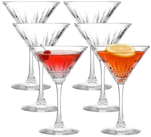 Bicchieri coupé a coste, set da 6 bicchieri vintage Martini da 155 ml, bicchieri da cocktail Martini, bicchieri da champagne, bicchieri da champagne e margarita, perfetti per feste, regali, feste di