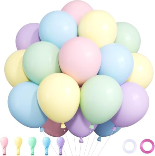 Wayfun Luftballons Pastell 52 Stück, 12 Zoll Bunte Luftballons Pastellfarben, Heliumballons Pastell Ballons Bunte Ballons Rosa Blau Grün für Kinder Geburtstag Babyparty Bride Hochzeit Einschulung Deko