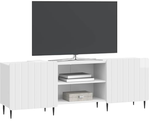 vidaXL TV-Schränk Hochglanz Weiß 150 x 31 x 52 cm Holzwerkstoff, Moderner, rechteckiger Medienkonsole für das Wohnzimmer, Coole Entertainment-Zentrale mit viel Stauraum