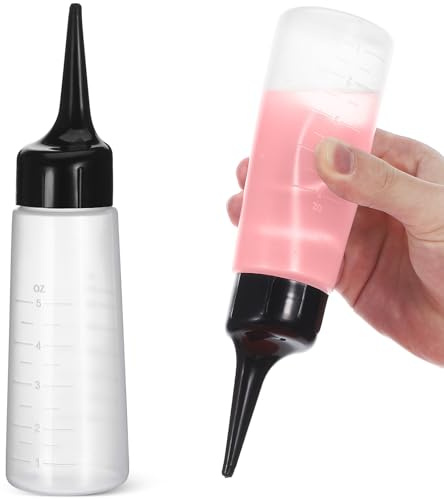 UKCOCO Hair Oil Applicator Bottlewith Tip Scale: Squeeze Plastic Hair Color Applicator Bottle for Salon HairCare Coloring Paint Art Glue