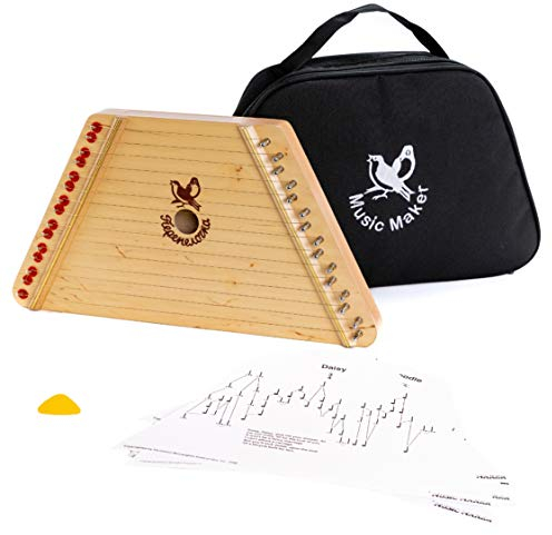 European Expressions Music Maker Lap Harp with Sheet Music and Black Carrying Case