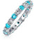 Bling Jewelry Kubikzirkonia Aqua Blau Weiß Wechselnder Stapelbarer CZ Ewigkeitsring Simulierter Aquamarin Sterlingsilber Dezember