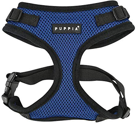Puppia Ritefit Dog Harness small dog and medium dog harness - Adjustable and Super soft in many colours - Also usable as Puppy Harness - Anti Pull Dog Lead, Royal Blue, S