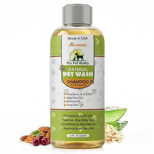 Oatmeal Dog Shampoo and Conditioner for Allergies, Itching and Sensitive Skin - Smelly, Itchy Pet Cleaning Supplies - Puppy Wash, Anti Itch and Dandruff, All Natural Formula - with Omega 3's