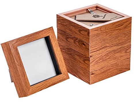 Nicola Spring 3D Shadow Box Photo Frames - 4 x 4 (10 x 10cm) - Pack of 5 - Dark Wood 3D Photo Frame Picture Frame Box Small Square Display Case for Crafts, Keepsakes, Wedding, Graduation