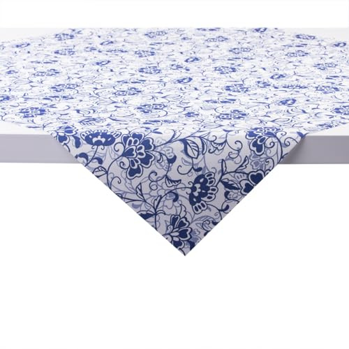 Sovie Home Tischdecke LIV in BLAU, 80 x 80 cm, aus Linclass® Airlaid, 1 Stück, Design mit üppigem Floraldesign in Blau, stoffähnlich Haptik, Ideal für Sommer- & Gartenfeste