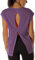 icyzone Damen Fitness-Trainings Kurzarm Shirt Yoga Top Loose Fit Rückenfrei Sport T-Shirt (S, Grape)