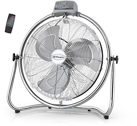 Orbegozo PWM 2147 Ventilador Industrial, 45 cm de diámetro, 3 velocidades de ventilación, Mando a Distancia, Sistema antivuelco, Cabezal oscilante multiorientable, 130 W, Metal