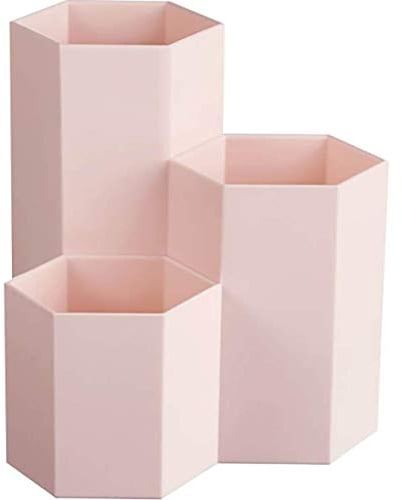AhfuLife Make-up Pinsel Vase, Kreative Stifthalter Multifunktionale Stift Pot mit 3 Kapazität Schreibtisch Bleistifthalter Tabelle Organizer für Büro Zuhause Klassenzimme Geschenke (Rose)