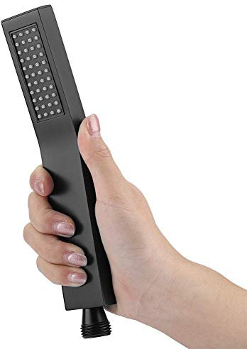 Shower Head, Square Matte Black Brass Handheld Shower Head High Pressure Single Function Luxury Bathroom Sprayer Handshower Polished Chrome