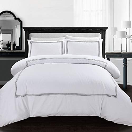 My Home Store Set di biancheria da letto con copripiumino di qualità alberghiera, 200 fili, in 100% morbido policotone traspirante, con federe, punti Baratta, matrimoniale
