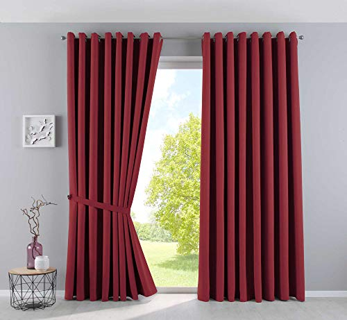 Gardinenbox Vorhänge Blickdicht »Newyork« Bordeaux HxB 245x295 cm 2er-Pack Thermo-Gardinen Verdunkelungsvorhang Blackout Ösen schalldämmend ÖKOTEX UV-Schutz Raffhalter, 201920600-2