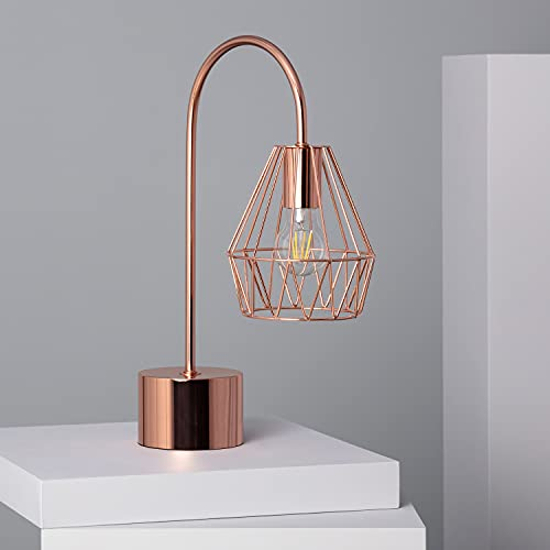 LEDKIA LIGHTING - Fugalaau Tischlampe | Modernes Design | E27 kompatibel für warmes, kaltes Licht | Vielseitig für Wohnzimmer, Küche, Schlafzimmer | 470x330x170 mm, Kupfer, Metall