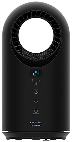 Cecotec Calefactor Bajo Consumo Ready Warm 8400 Bladeless Connected. Potencia 1500 W, Wifi, Mando a Distancia, Pantalla LED, Táctil, 3 Modos, Oscilación, Temporizador, Triple Sistema de Seguridad