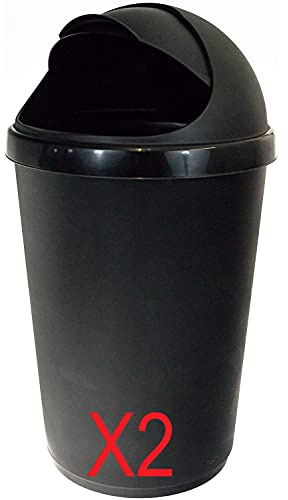 Easy Shopping® Plastic Bullet Bins 50L Wastepaper Recycle Dustbin Flap Lid Kitchen, Home Office Rubbish Trash Basket (2)