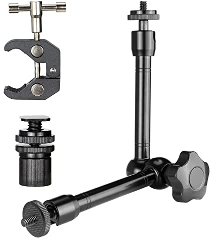 ZTOWOTO 10 Inch Magic Arm with Super Crab Clamp,Adjustable Bras Magique with 1/4-3/8 Threaded for Monitor/Webcam/Light/Microphone