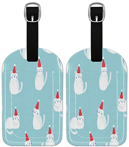 Lot de 2 étiquettes à bagages pour valises, valises, cartes d'identification, porte-cartes de visite en cuir avec nom et nom