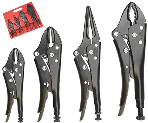 Juego de alicates de GRIP mordaza presion bloquable con estuche 125 a 250 mm, 4 piezas