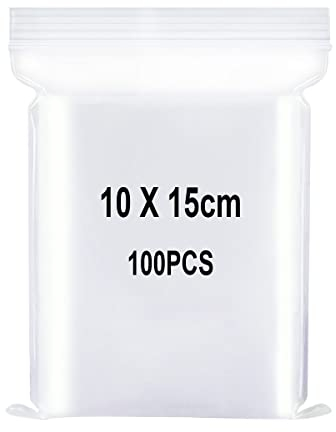Sachets Plastique Transparents Refermables, Sac Scellé, Sac de Rangement, Sac de à Fermeture, S'appliquent aux Cuisine, Fournitures de Bureau, Rangement de Papeterie etc. 10x15cm 100pièce