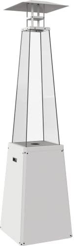 KRATKI Umbrella BS - Calentador de gas para jardín (12 kW, propano butano G31/50 mbar, acero blanco y cristal, con un tubo y un reductor)