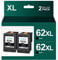 HALLOLUX 62XL Schwarz kompatibel für HP 62 Druckerpatronen 62 XL, für HP Envy 5540 Druckerpatronen 7640 5544 5545 5548 5640 5646, für HP OfficeJet 5742 5740 5744 200 250 258 Drucker (2er-Pack)