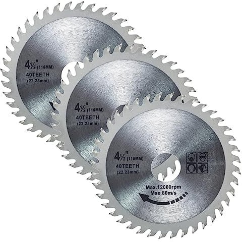 3 Pieces 115mm Carbide Saw Blade 4.5 Angle Grinder Circular Saw Blade 40 Teeth for Woodworking Cutting Disc Wood Plastic Alloy Carbide Finishing Saws Blade