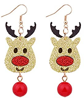 ene Endlose Creolen Weihnachtsohrringe Fawn Bell Ohrringe Weihnachtsohrringe für Tagesgeschenke Kokosnuss Ohrringe (A, One Size)