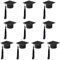 Niuhong 10 Pcs Mini Weinflasche Deko Doktorhut Niedliche Abschlusskappen Miniatur Weinflache Mützen Weinverschluss Hüte Kleiner Abschluss Cap Graduation Party Kappe Kunst DIY Handwerk Hüte (schwarz)