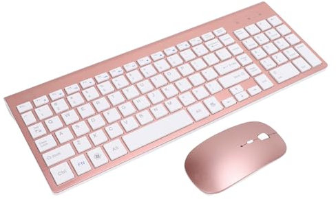 Wireless Keyboard and Mouse Combo, USB Adapter Silent 102 Keys 2.4G Wireless Keyboard Mouse for Work (Rose Gold)