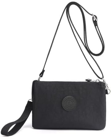 LassZone Small Crossbody Bag for Women Girls Nylon Crossbody Phone Purse Mini Shoulder Handbags Clutch Wallet with Wristlet Adjustable Shoulder Straps