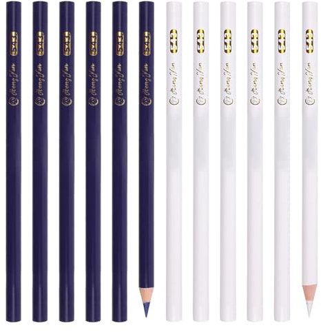 12 Stück Schneiderkreide Schneiderkreidestift Nähkreide Stoffkreide Kreidestift Nähen Kreide Nähen Stoffkreide Nähkreide Zum Markieren Von Diversen Stoffen Und Ledern(Blau Weiss)
