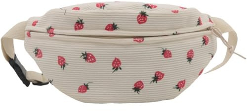 Casiler Bauchtasche, Lässige Reise-Brusttasche, Cord-umhängetaschen, Erdbeer-Druck, Hüfttasche, Reise-Bauchtasche Für Damen