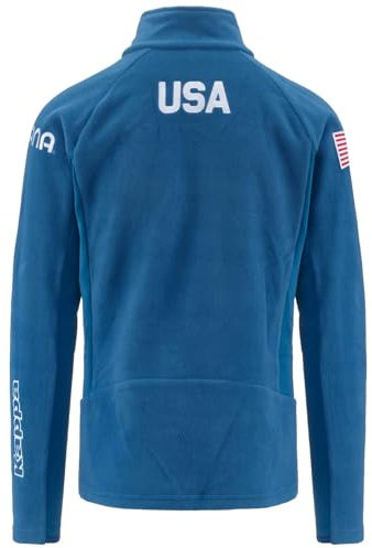 Kappa 6CENTO 687C US, Pile Full Zip da Uomo (IT, Testo, S, Regular, Regular, Blue Deep Water)