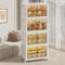 Hode Stackable Large Plastic Storage Boxes with Lids 60L*4, White Collapsible Foldable Storage Box with Wheels, Storege Organiser for Office Bedroom Living Room Toys Clothes
