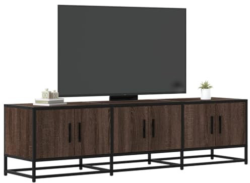 Homgoday Mobile TV rovere marrone 150 x 35 x 41 cm Legno di ingegneria e metallo Panca TV, Supporto TV con scomparti con ante armadio TV per soggiorno, camera da letto