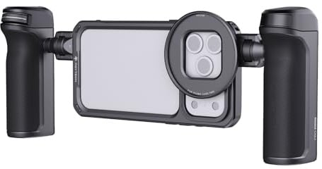 PGYTECH ProShot Kit Gabbia Video per Smartphone, Stabilizzatore da Vlog Lega di Alluminio con Doppia Impugnatura a Sgancio Rapido & Controllo Bluetooth Senza Fili per iPhone 17 PRO Max