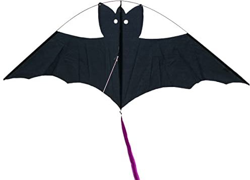 CIM Fledermaus Drachen - Big Bat Black - Einleiner Drachen für Kinder ab 3 Jahren - 95 x 38cm - inklusiv Drachenschnur und langem Drachenschwanz