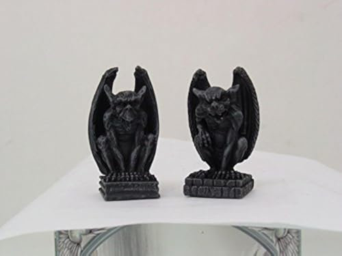 2.5 Inch Miniature Evil Gargoyles Resin Statue Figurines, Set of Two