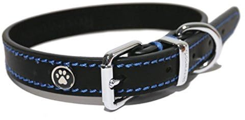 Rosewood Luxury Leather Dog Collar, 22-26-inch, Black