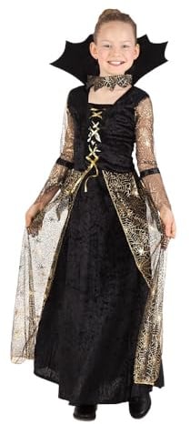 Boland - Kostüm für Kinder Spiderella, langes Kleid und Halskette, Spinnen-Dame, Spinne, Kostüm, Karneval, Mottoparty, Halloween